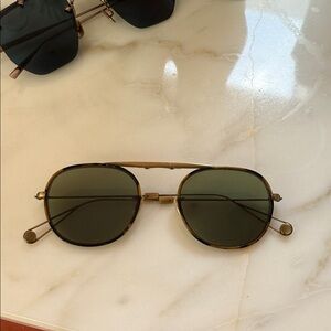Garrett Leight Tortoiseshell Frame Sunglasses with Green Lenses